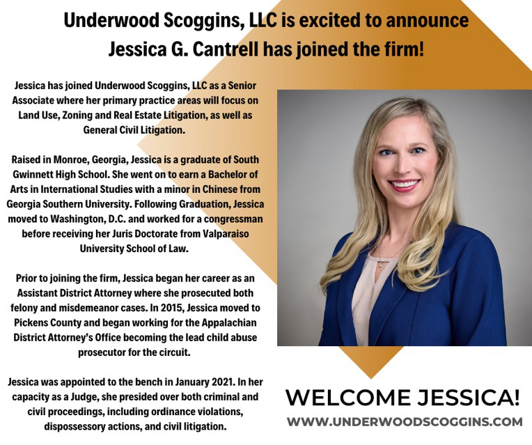 Underwood Scoggins, LLC is excited to announce Jessica G. Cantrell has joined the firm!